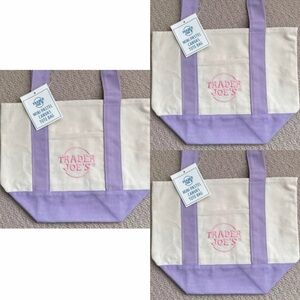 Bundle of 3 Trader Joe’s mini canvas tote purple